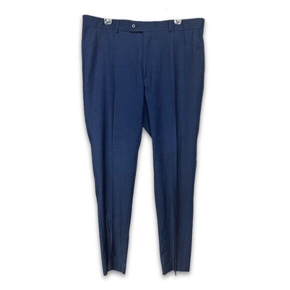 Savile Row Brixton Dress Pants Stretch Fabric Mid Rise Flat Front Blue Men's 38W - Picture 1 of 8